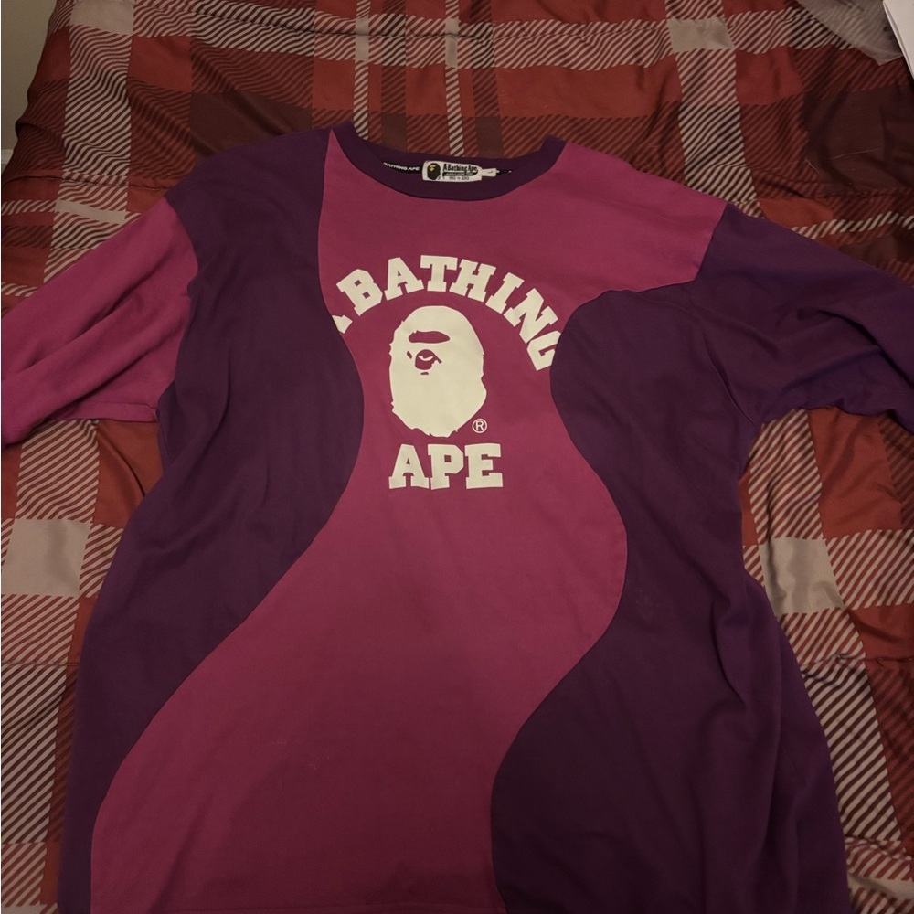 A Bathing Ape Purple and Pink Long Sleeve Shirt